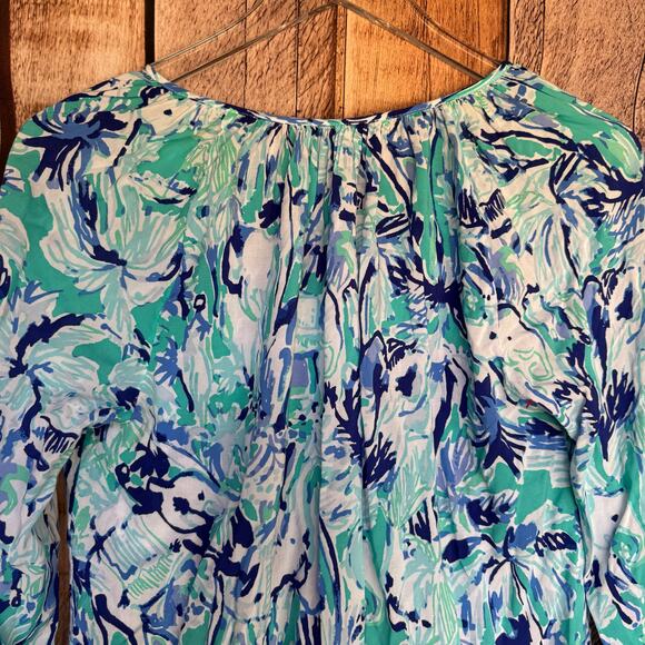 Lilly Pulitzer Tunic Top Willa in Tropical Turquoise Elephant Preppy Beach Small - Picture 5 of 9